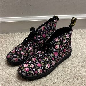 Dr. Martens Floral Black and Pink Sneakers